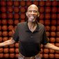 In this Monday, Feb. 12, 2018 photo, Kareem Abdul-Jabbar poses in his office, in Newport Beach, Calif. Abdul-Jabbar has been a best-selling author, civil-rights activist, actor, historian and one of the greatest basketball players who ever lived. This fall Abdul-Jabbar will embark on a cross-country tour as part of “Becoming Kareem,” a stage show in which he’ll discuss his life, answer audience questions and talk about the key mentors in his life he says helped him achieve his goals along the way. (AP Photo/Mark J. Terrill)