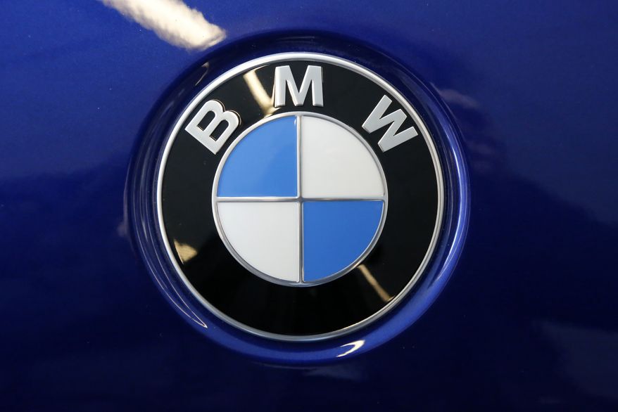 This is a BMW logo on a BMW automobile on display at the Pittsburgh Auto Show Thursday, Feb. 15, 2018. (AP Photo/Gene J. Puskar) **FILE**