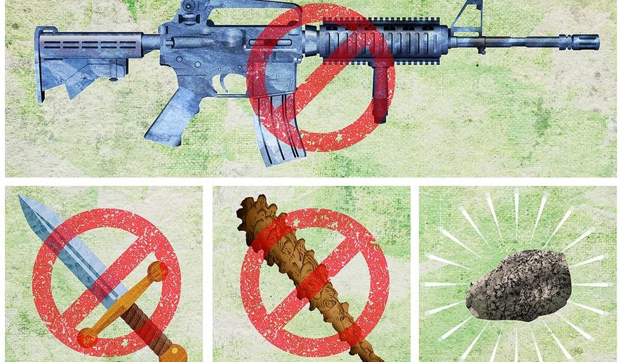 Logical Progression of a Gun Ban Illustration by Greg Groesch/The Washington Times