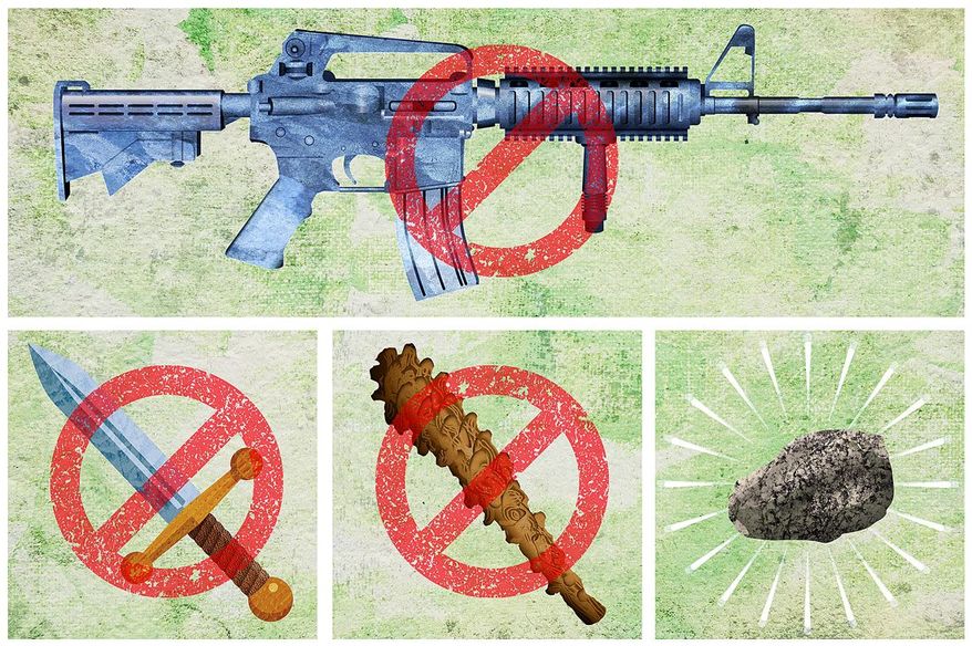 Logical Progression of a Gun Ban Illustration by Greg Groesch/The Washington Times