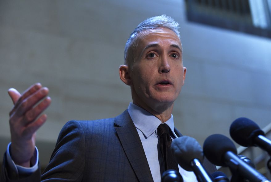 In this Jan. 6, 2016, file photo, Rep. Trey Gowdy, R-S.C., speaks to reporters on Capitol Hill in Washington. (AP Photo/Susan Walsh, File)