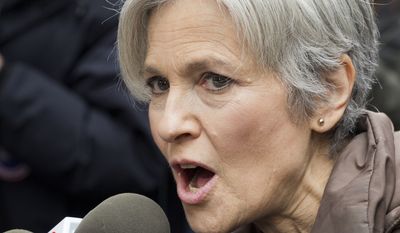 In this Dec. 5, 2016, file photo, Jill Stein, the presidential Green Party candidate, speaks at a news conference in front of Trump Tower in New York. Stein says shes cooperating with a Senate intelligence committee probe into Russian interference in the election. Stein ran against President Donald Trump as a member of the Green Party.   (AP Photo/Mark Lennihan)