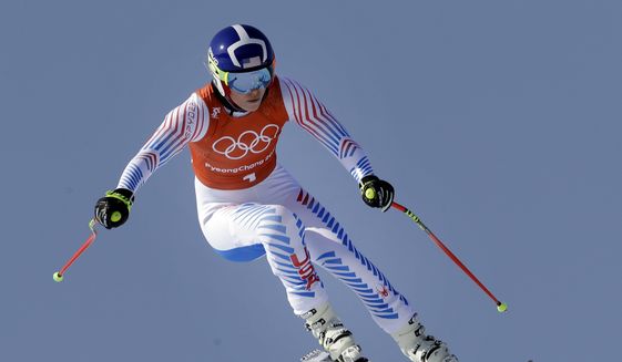 United States&#39; Lindsey Vonn competes in women&#39;s downhill training at the 2018 Winter Olympics in Jeongseon, South Korea, Tuesday, Feb. 20, 2018. (AP Photo/Luca Bruno)