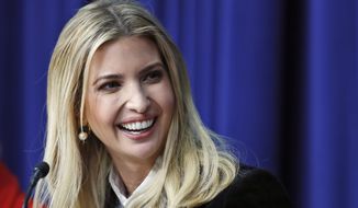 Ivanka Trump, the daughter of President Donald Trump, speaks during a panel at the Eisenhower Executive Office Building on the White House complex in Washington on Jan. 16, 2018. (Associated Press) **FILE**