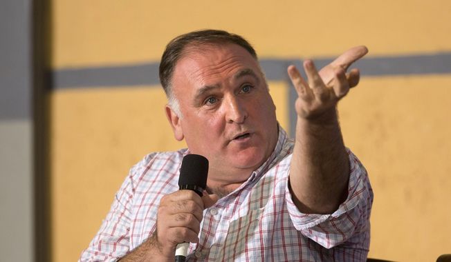In this March 21, 2016, file photo Spanish-American chef Jose Andres answers questions during a panel discussion at an event on entrepreneurship at La Cerveceria, in Havana, Cuba. (AP Photo/Pablo Martinez Monsivais, File)