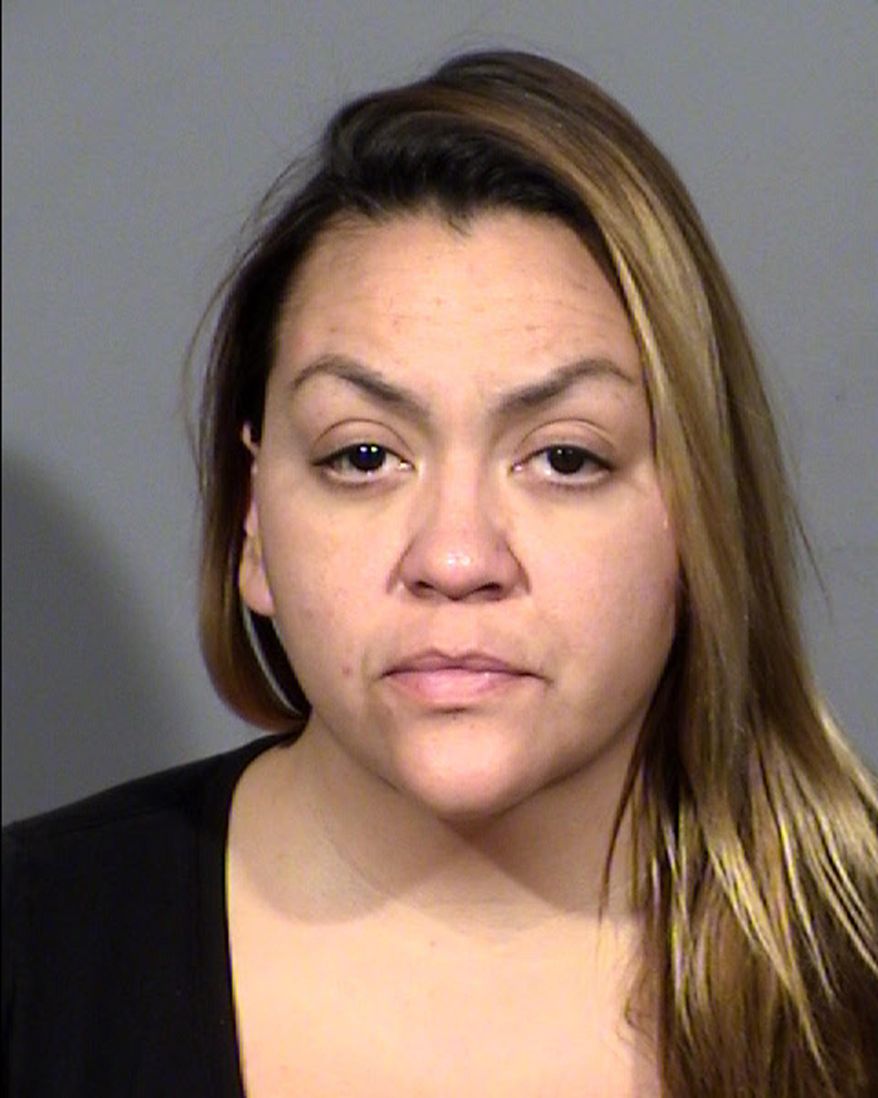 This undated Clark County Detention Center booking photo shows Tina Lopez, of Las Vegas. Lopez was arrested in Las Vegas, Tuesday, Feb. 20, 2018, in connection with a casino armed robbery. (Clark County Detention Center via AP)
