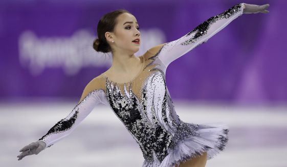 Alina Zagitova of the Olympic Athletes of Russia performs during the women&#39;s short program figure skating in the Gangneung Ice Arena at the 2018 Winter Olympics in Gangneung, South Korea, Wednesday, Feb. 21, 2018. (AP Photo/Bernat Armangue)