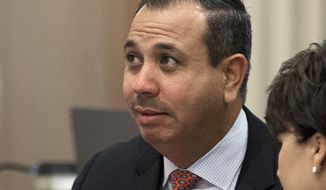 FILE - This Aug. 26, 2016 file photo shows state Sen. Tony Mendoza, D-Artesia, at the Capitol in Sacramento, Calif. Mendoza announced Thursday, Feb. 22, 2018 that he is resigning over sexual misconduct allegations just ahead of a possible vote by his colleagues to expel him. In his resignation letter, Mendoza called the Senate&#x27;s process &amp;quot;farcical&amp;quot; and unfair and is still considering running for re-election in the fall. (AP Photo/Rich Pedroncelli, File)