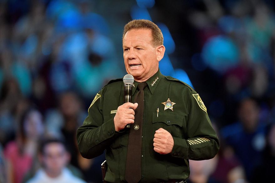 Broward County Sheriff Scott Israel speaks before a CNN town hall broadcast, Wednesday, Feb. 21, 2018, at the BB&amp;T Center, in Sunrise, Fla. (Michael Laughlin/South Florida Sun-Sentinel via AP) ** FILE **