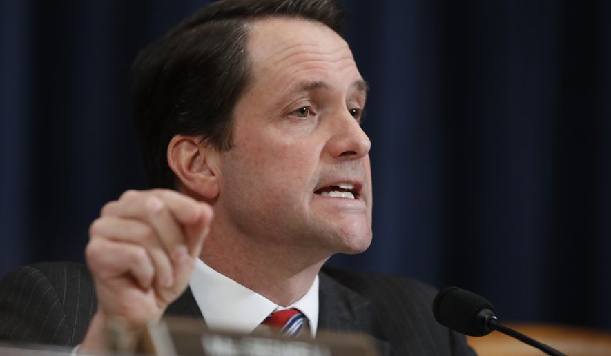 In this file photo taken March 20, 2017, House Intelligence Committee member Rep. Jim Himes, D-Conn., questions then-FBI Director James Comey and National Security Agency Director Michael Rogers on Capitol Hill in Washington, during the committee&#39;s hearing regarding allegations of Russian interference in the 2016 U.S. presidential election. AP Photo/Manuel Balce Ceneta) ** FILE **