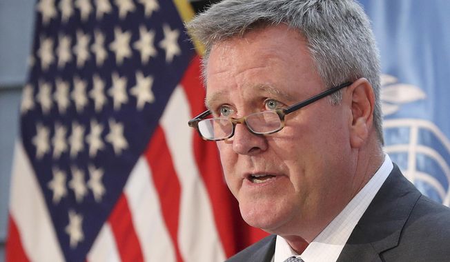 FILE - In this Aug. 1, 2017, file photo, Scott Blackmun, CEO of the U.S. Olympic Committee, speaks at Yongsan Garrison, a U.S. military base in Seoul, South Korea. Blackmun is resigning as CEO of the US Olympic Committee, citing health problems as the reason he&#x27;ll depart after leading the federation for more than eight years. The 60-year-old CEO was diagnosed with prostate cancer earlier this winter, and did not attend the Pyeongchang Games. He announced his resignation Wednesday, Feb. 28, 2018, and Susanne Lyons, a member of the board, will serve as acting CEO. (AP Photo/Lee Jin-man, File) **FILE**