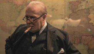 Gary Oldman as Winston Churchill in &quot;Darkest Hour,&quot; now available on Blu-ray from Universal Studios Home Entertainment.