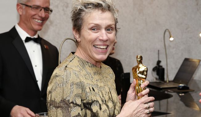 Frances McDormand, winner of the award for best performance by an actress in a leading role for "Three Billboards Outside Ebbing, Missouri", attends the Governors Ball after the Oscars on Sunday, March 4, 2018, at the Dolby Theatre in Los Angeles. (Photo by Eric Jamison/Invision/AP)
