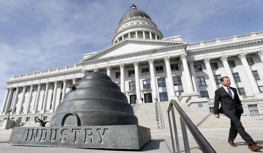 The Utah State Capitol is shown Wednesday, March 7, 2018, in Salt Lake City. Utah lawmakers are using their last two days of the legislative session to finalize a $16.7 billion budget plan that includes $10 million to help tackle homelessness and $8.5 million to get the state's Winter Olympics facilities ready to bid for the games again. (AP Photo/Rick Bowmer)