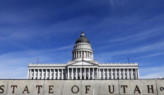The Utah State Capitol is shown Thursday, March 8, 2018, in Salt Lake City. Utah lawmakers will finalize the $16.7 billion state budget and push through dozens of bills Thursday before they wrap up their annual session at midnight. (AP Photo/Rick Bowmer)