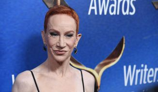 Comedian Kathy Griffin poses at the 2018 Writers Guild Awards at the Beverly Hilton in Beverly Hills, California, Feb. 11, 2018. (Photo by Chris Pizzello/Invision/AP) ** FILE **