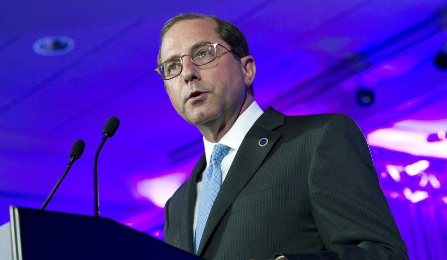 In this Feb. 24, 2018, file photo, Department of Health and Human Services Secretary Alex Azar speaks at the National Governor Association 2018 winter meeting in Washington. (AP Photo/Jose Luis Magana, File)