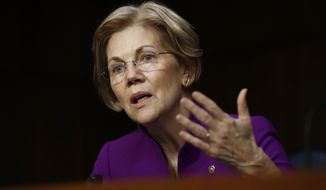 Senate Banking, Housing, and Urban Affairs Committee member Sen. Elizabeth Warren, D-Mass., questions Jerome Powell, President Donald Trump&#39;s nominee for chairman of the Federal Reserve, during a Senate Banking, Housing, and Urban Affairs Committee hearing on Capitol Hill in Washington, Tuesday, Nov. 28, 2017. (AP Photo/Carolyn Kaster)
