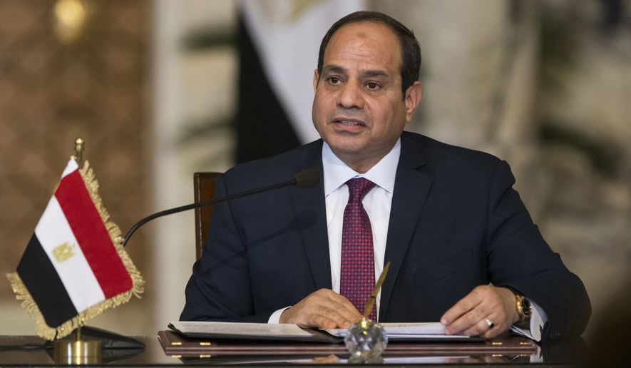Egyptian President Abdel-Fattah el-Sissi was re-elected in March, when he racked up 97 percent of the vote in a contest that human rights monitors and others said was an authoritarian referendum rather than an honest ballot. (Associated Press/File)