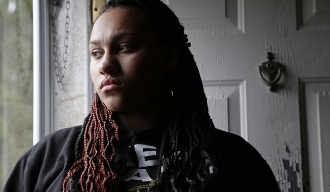 This Feb. 7, 2018, photo, shows Leandra Mulla at her home in Tabor City, N.C. As a high school freshman in 2014, Mulla told Army investigators her ex-boyfriend dragged her to a secluded area of their base in Germany and sexually assaulted her. Four years later, she still wonders what came of her report. (AP Photo/Gerry Broome)