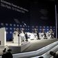 In this photo released by Brazil&#39;s presidential press office, Brazil&#39;s President Michel Temer, left, speaks during the opening plenary session of the World Economic Forum for Latin America, in Sao Paulo, Brazil, Wednesday, March 14, 2018. Temer says Brazil will bring the question of U.S. tariffs on steel to the World Trade Organization if it doesn&#39;t achieve a &quot;friendly&quot; solution through negotiations.(Beto Barata/Brazil&#39;s presidential press office via AP)