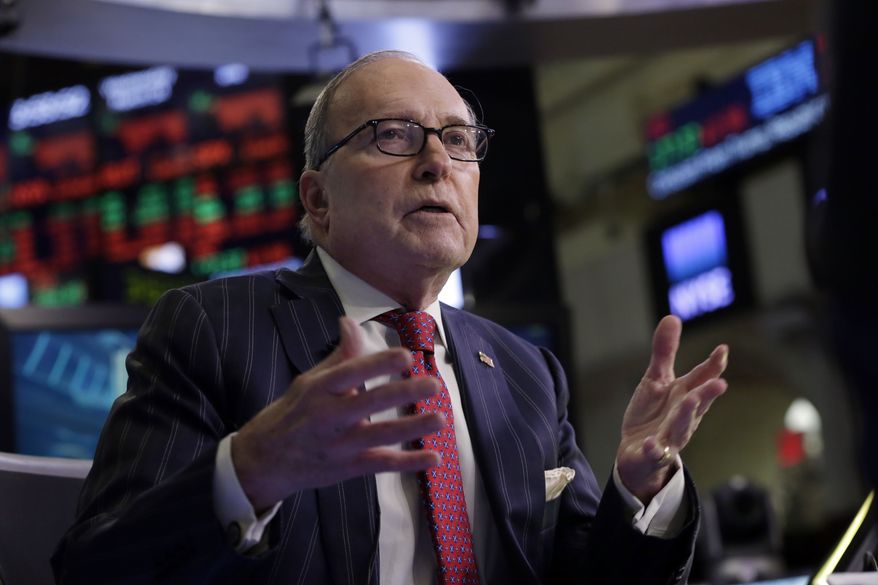 Larry Kudlow, a long-time fixture on the CNBC business news network who previously served in the Reagan administration, is interviewed on the floor of the New York Stock Exchange, Wednesday, March 14, 2018. President Donald Trump has chosen Kudlow to be his top economic aide. (AP Photo/Richard Drew)