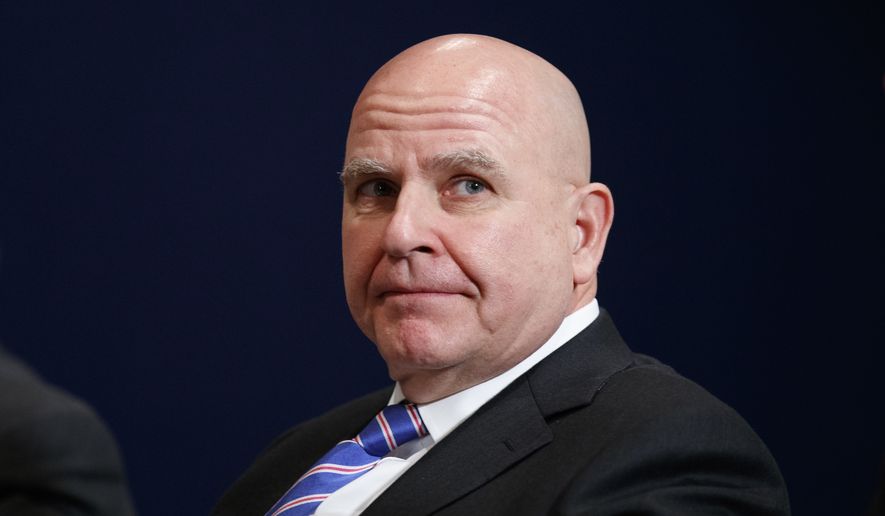 Then-National Security Adviser H.R. McMaster listens during a meeting between President Donald Trump and British Prime Minister Theresa May at the World Economic Forum, Thursday, Jan. 25, 2018, in Davos. (AP Photo/Evan Vucci) ** FILE **