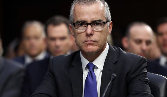 FILE - In this June 7, 2017 file photo, acting FBI Director Andrew McCabe appears before a Senate Intelligence Committee hearing about the Foreign Intelligence Surveillance Act on Capitol Hill in Washington. Attorney General Jeff Sessions said Friday, March 16, 2018, that he has fired former FBI Deputy Director McCabe, a longtime and frequent target of President Donald Trump&#39;s anger, just two days before his scheduled retirement date. (AP Photo/Alex Brandon, File)