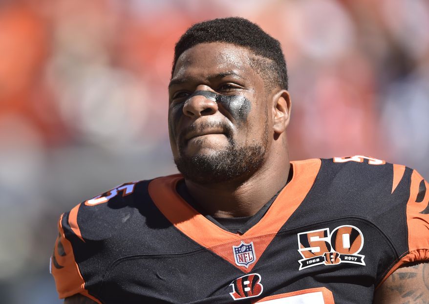 FILE - In this Oct. 1, 2017, file photo, Cincinnati Bengals outside linebacker Vontaze Burfict walks on the field before an NFL football game against the Cleveland Browns in Cleveland. Burfict is appealing a four-game suspension from the NFL for violating its policy on performance-enhancing substances, the third straight season that he’s facing punishment from the league. (AP Photo/David Richard, File)