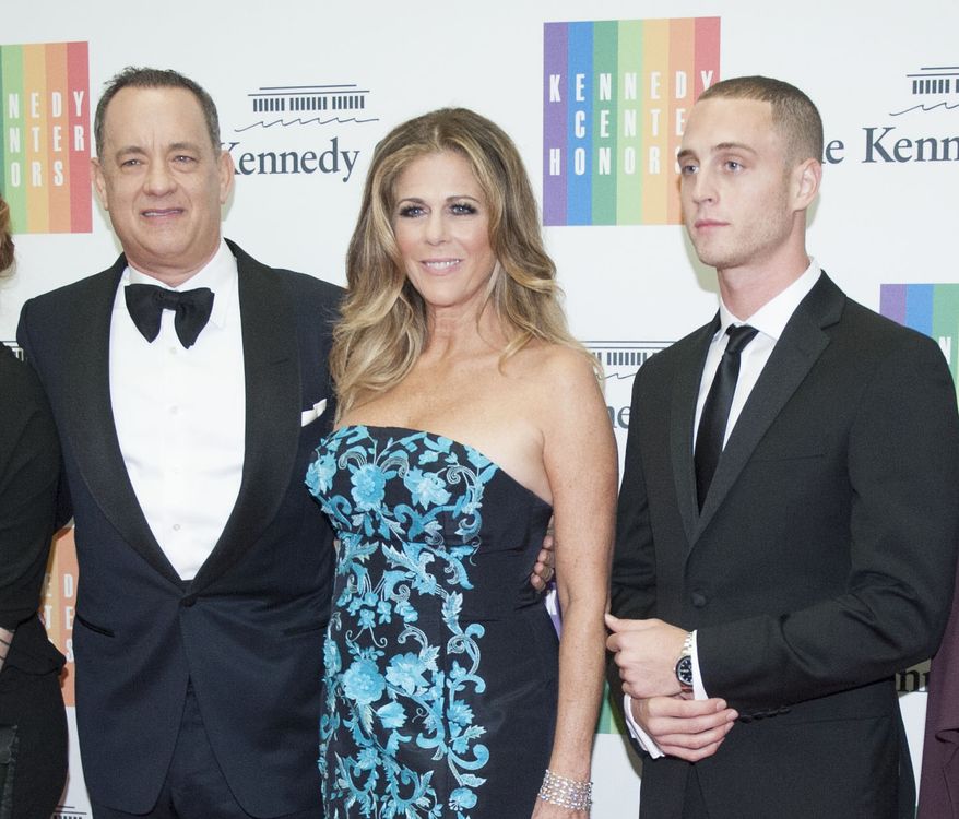 Tom Hanks and son Chet Hanks. Chet Hanks, rap musician. Tom Hanks, actor and filmmaker. (AP Photo/Kevin Wolf)
