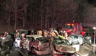 A multi-vehicle accident shut down Interstate 270 South in Germantown, Maryland, on Monday, March 19, 2018. (Image: Pete Piringer, spokesman for Montgomery County Fire and Rescue, @mcfrsPIO)