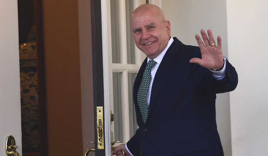 National security adviser H.R. McMaster waves as he walks into the West Wing of the White House in Washington, Friday, March 16, 2018. (AP Photo/Susan Walsh)