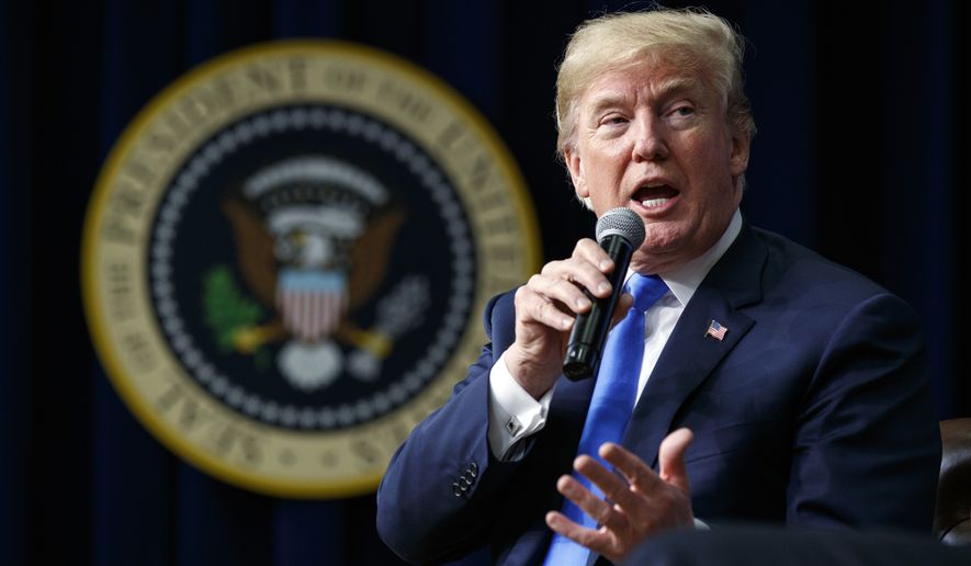 President Donald Trump speaks at the Generation Next Summit in the South Court Auditorium on the White House complex, Thursday, March 22, 2018, in Washington. (AP Photo/Evan Vucci)