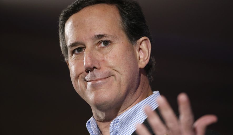 Republican presidential candidate, former Pennsylvania Sen. Rick Santorum speaks Saturday, Jan. 23, 2016, at the New Hampshire Republican Party summit in Nashua, N.H. (AP Photo/Matt Rourke)