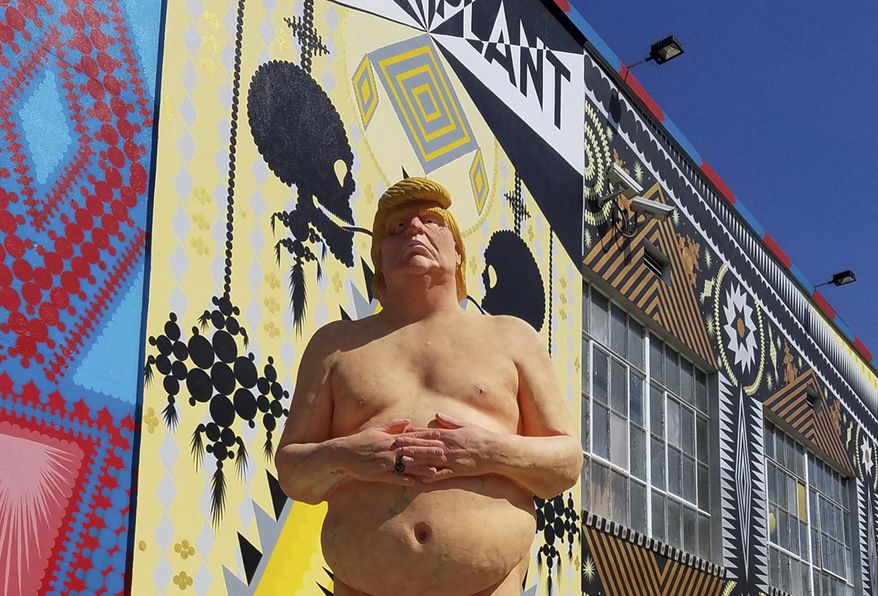 This undated image provided by Julien's Auctions shows a naked statue of Donald Trump that is going up for auction that will take place May 2, 2018, in Jersey City, N.J. (Julien's Auctions via AP)