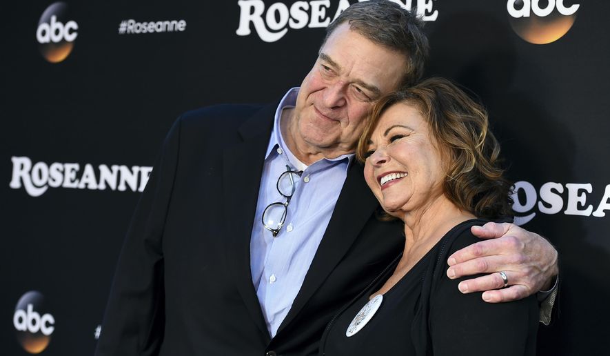 John Goodman, left, and Roseanne Barr arrive at the Los Angeles premiere of &amp;quot;Roseanne&amp;quot; on Friday, March 23, 2018, in Burbank, Calif. (Photo by Jordan Strauss/Invision/AP)