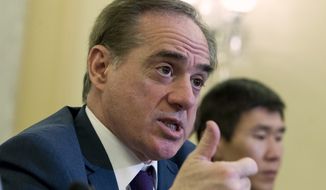 Veterans Affairs Secretary David Shulkin testifies on FY2019 and FY2020 budgets for veterans programs before the Senate Committee on Veterans Affairs on Capitol Hill, Wednesday, March 21, 2018, in Washington. (AP Photo/Jose Luis Magana)