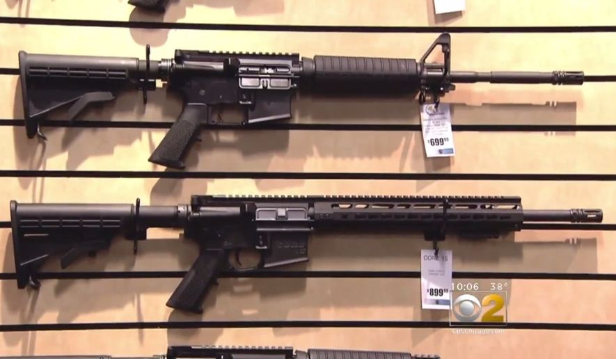 Village trustees in Deerfield, Illinois, voted unanimously to ban &quot;semi-automatic rifles, pistols and shotguns with certain features,&quot; a local CBS affiliate reported April 3, 2018. (Image: CBS-2 Chicago screenshot)