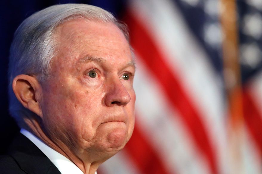 FILE - In this June 20, 2017, file photo, Attorney General Jeff Sessions listens during the Justice Department's National Summit on Crime Reduction and Public Safety, in Bethesda, Md. U.S. Attorney General Sessions has ordered a "zero tolerance" policy aimed at people entering the United States illegally for the first time on the Mexican border. His directive Friday, April 6, 2018, tells federal prosecutors in border states to put more emphasis on charging people with illegal entry, which has historically been treated as a misdemeanor offense for those with few or no previous encounters with border authorities. (AP Photo/Jacquelyn Martin, File)