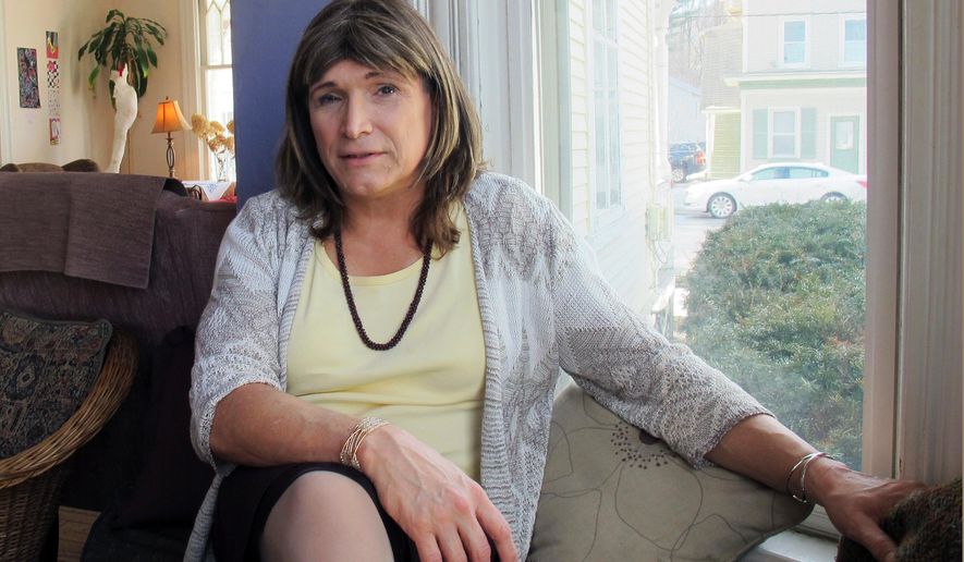 FILE - In this Feb. 21, 2018 file photo, Christine Hallquist, a transgender utility executive seeking the Democratic nomination to run for governor of Vermont, talks about her candidacy in Johnson, Vt. Hallquist plans to officially launch her campaign for the Democratic nomination to run for governor with an event in Sunday, April 8, 2018, in Morrisville, Vt. (AP Photo/Wilson Ring, File)