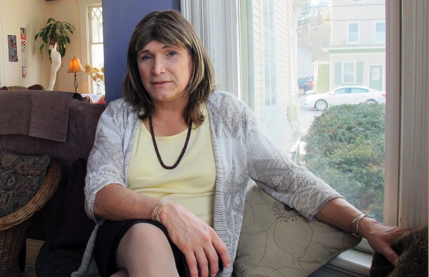 FILE - In this Feb. 21, 2018 file photo, Christine Hallquist, a transgender utility executive seeking the Democratic nomination to run for governor of Vermont, talks about her candidacy in Johnson, Vt. Hallquist plans to officially launch her campaign for the Democratic nomination to run for governor with an event in Sunday, April 8, 2018, in Morrisville, Vt. (AP Photo/Wilson Ring, File)