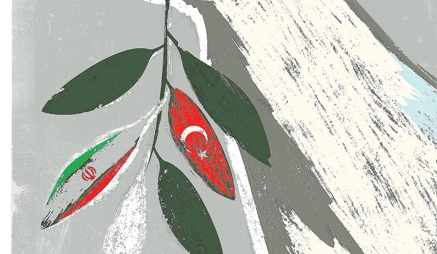 Illustration on Syria&#39;s role in middle-east peace by Linas Garsys/The Washington Times