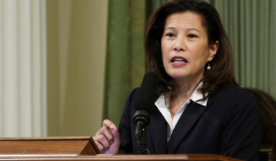 FILE - In this March 23, 2015, file photo, California Supreme Court Chief Justice Tani Cantil-Sakauye delivers her State of the Judiciary address before a joint session of the Legislature at the Capitol in Sacramento, Calif. California&#x27;s top judge says state courts should disclose the names of judges and other court officials who have entered into settlement agreements to resolve sexual harassment complaints. Cantil-Sakauye said Tuesday, April 10, 2018, she is asking the policymaking body for California&#x27;s courts, the Judicial Council, to revise rules to make it clear that the information is public and state courts should release it. (AP Photo/Rich Pedroncelli, File)