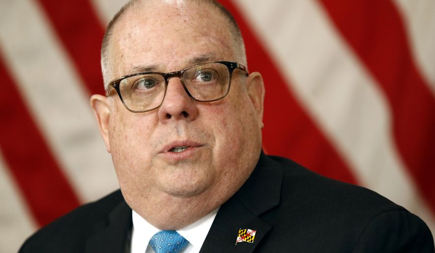 Maryland Gov. Larry Hogan delivers remarks before signing a series of bills at a ceremony in Annapolis, Md., Tuesday, April 10, 2018. The day after the state&#x27;s 2018 legislative session wrapped up, Democrat and Republican state lawmakers highlighted bipartisan work in contrast to partisan gridlock in the nation&#x27;s capital. (AP Photo/Patrick Semansky) ** FILE **