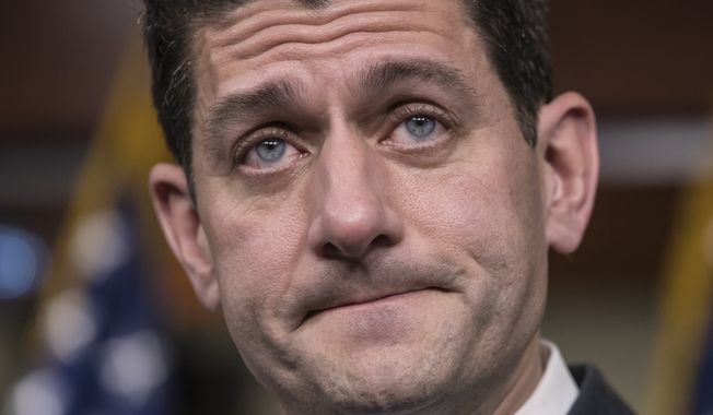 Speaker of the House Paul Ryan, R-Wis., announces he will not run for re-election at the Capitol in Washington, Wednesday, April 11, 2018.  (AP Photo/J. Scott Applewhite)