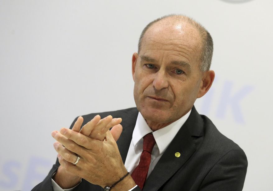 FILE - The Sept. 7, 2015 file photo shows Karl-Erivan Haub, head of the Tengelmann group, during a press conference in Muelheim an der Ruhe, western Germany. Swiss rescuers said Friday, April 13, 2018 they’re resuming their search for a German billionaire who has been missing in the Alps since last weekend. (Roland Weihrauch/dpa via AP)