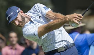 Dustin Johnson hits off the second tee during the third round of the RBC Heritage golf tournament in Hilton Head Island, S.C., Saturday, April 14, 2018. (AP Photo/Stephen B. Morton)