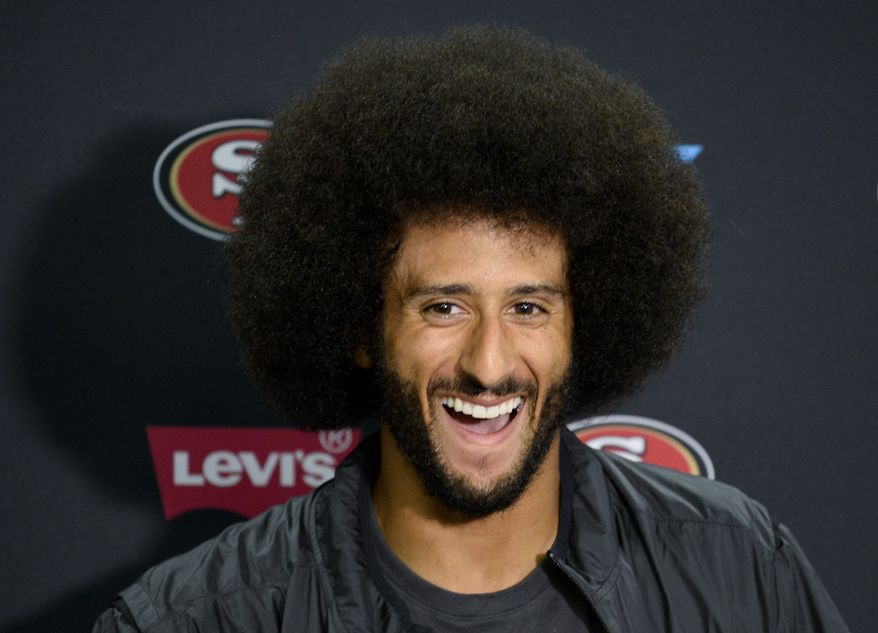 San Francisco 49ers quarterback Colin Kaepernick talks to the media at a news conference an NFL preseason football game against the San Diego Chargers Thursday, Sept. 1, 2016, in San Diego. (AP Photo/Denis Poroy)