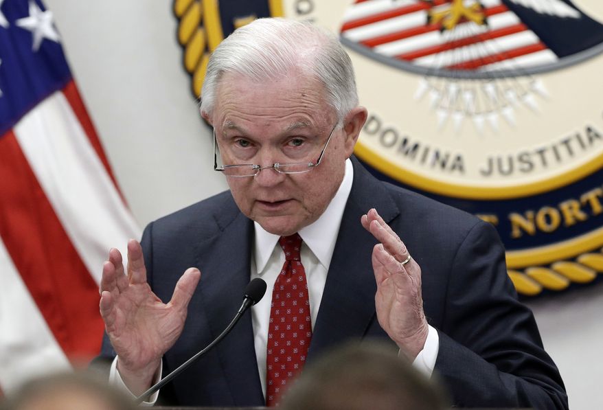 U.S. Attorney General Jeff Sessions speaks about the opioid crisis during an appearance in Raleigh, N.C., Tuesday, April 17, 2018. (AP Photo/Gerry Broome) **FILE**