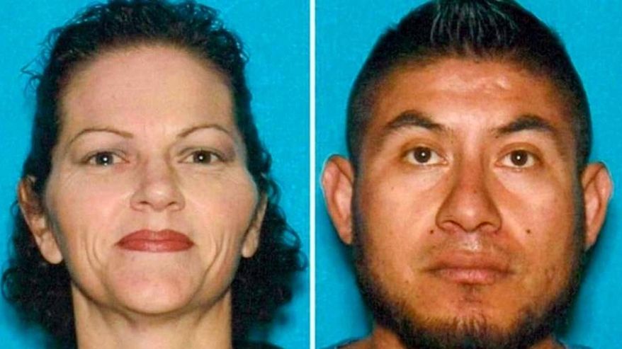 These undated photos provided by the Hanford, Calif., Police Department show Stacie Mendoza and her husband Jose Mendoza. Authorities said they have arrested the couple in the torture and murder of a 70-year-old Vietnam War veteran , who then had their children watch as they burned the man's body. Hanford Police Captain Karl Anderson says the pair tortured Kenneth Coyle on April 5, 2018, to get him to reveal bank account information, passwords and other financial information. (Hanford Police Department via AP)